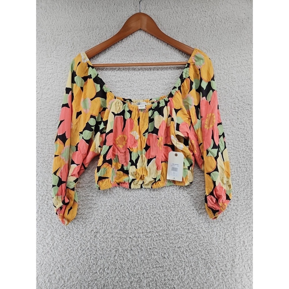 Billabong Sun City 2 Floral Crop Top Med New With Tags Beach Boho Island Fun